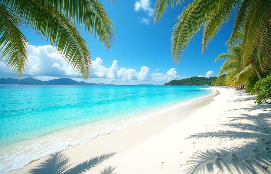 沖縄の透き通った青い海と白い砂浜